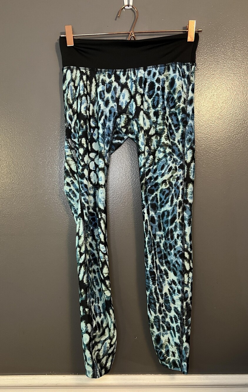 PRISMSPORT Pants Womens Small Blue Black Animal Print Leggings High Rise Yoga